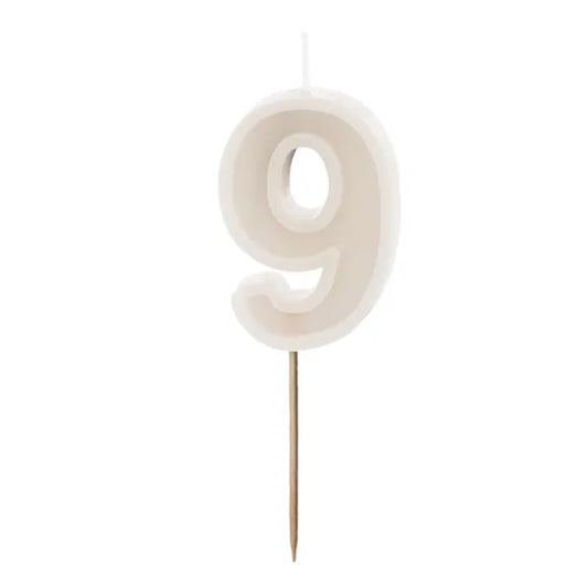 1 bougie d'anniversaire - Chiffre 9 - Gris chaud