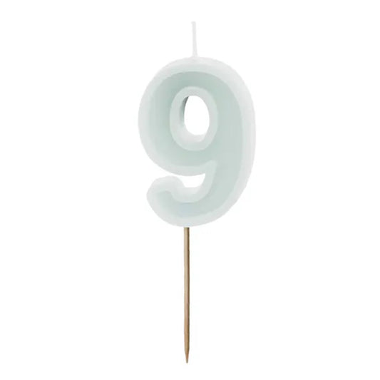 1 bougie d'anniversaire - Chiffre 9 - Menthe