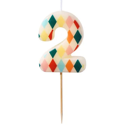 1 bougie d'anniversaire - chiffre 2 - losange