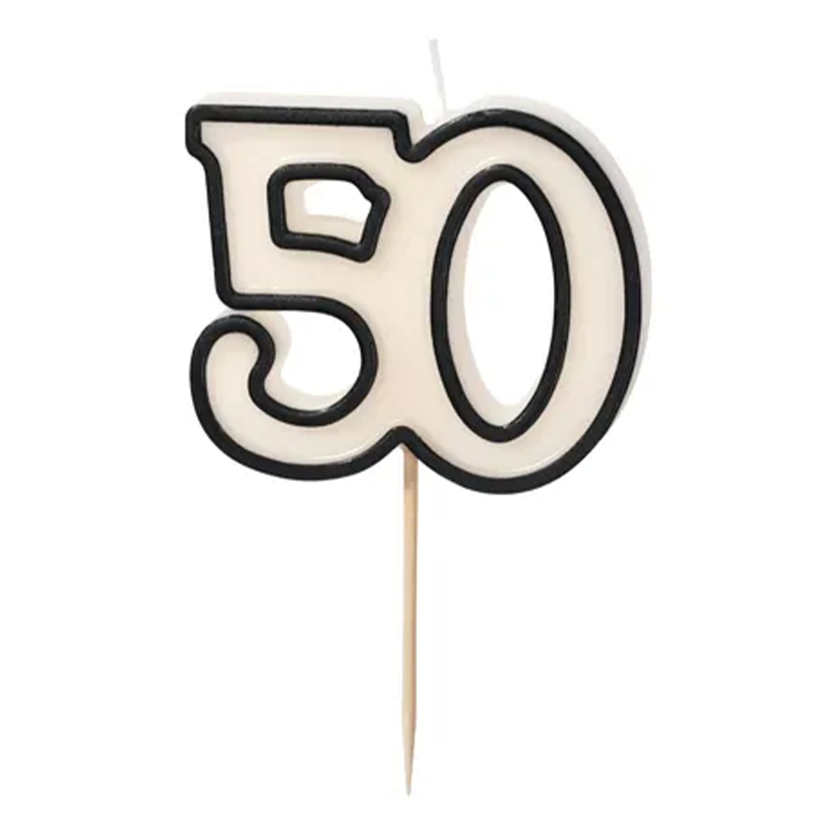 1 taartkaars - cijfer 50 - zwart/wit