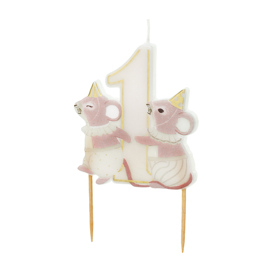 1 bougie d'anniversaire - Chiffre 1 - Souris