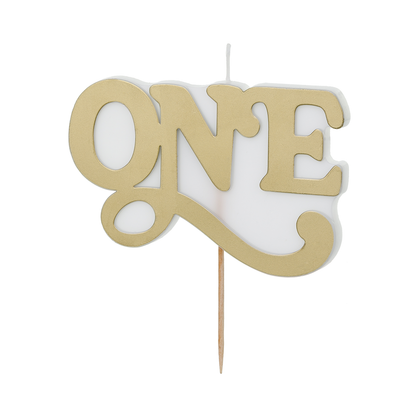 1 Bougie d'anniversaire ONE - Or froid