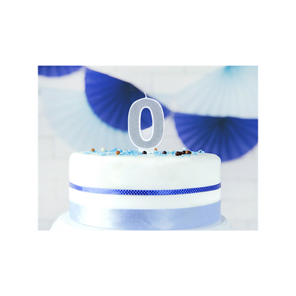 1 taartkaars - Cijfer 0 - Zilver