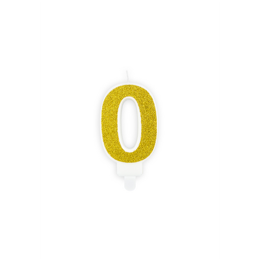 1 bougie d'anniversaire chiffre 0 - Or