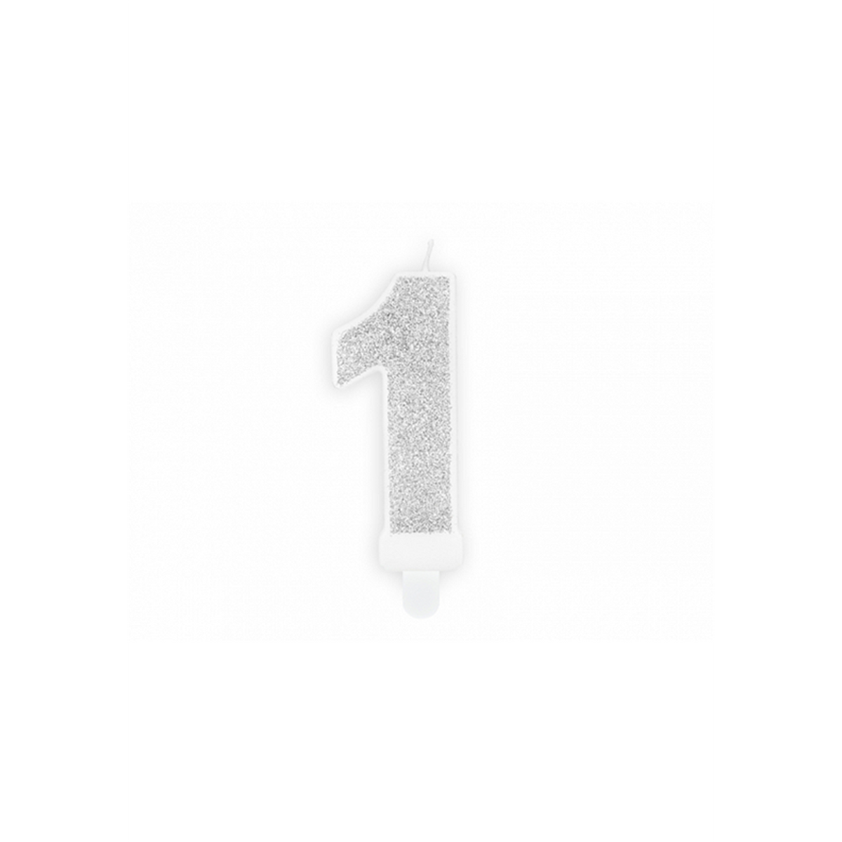 1 taartkaars - Cijfer 1 - Zilver