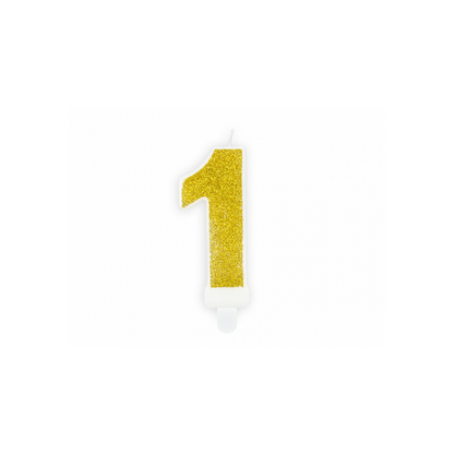 1 bougie d'anniversaire - Chiffre 1 - Doré