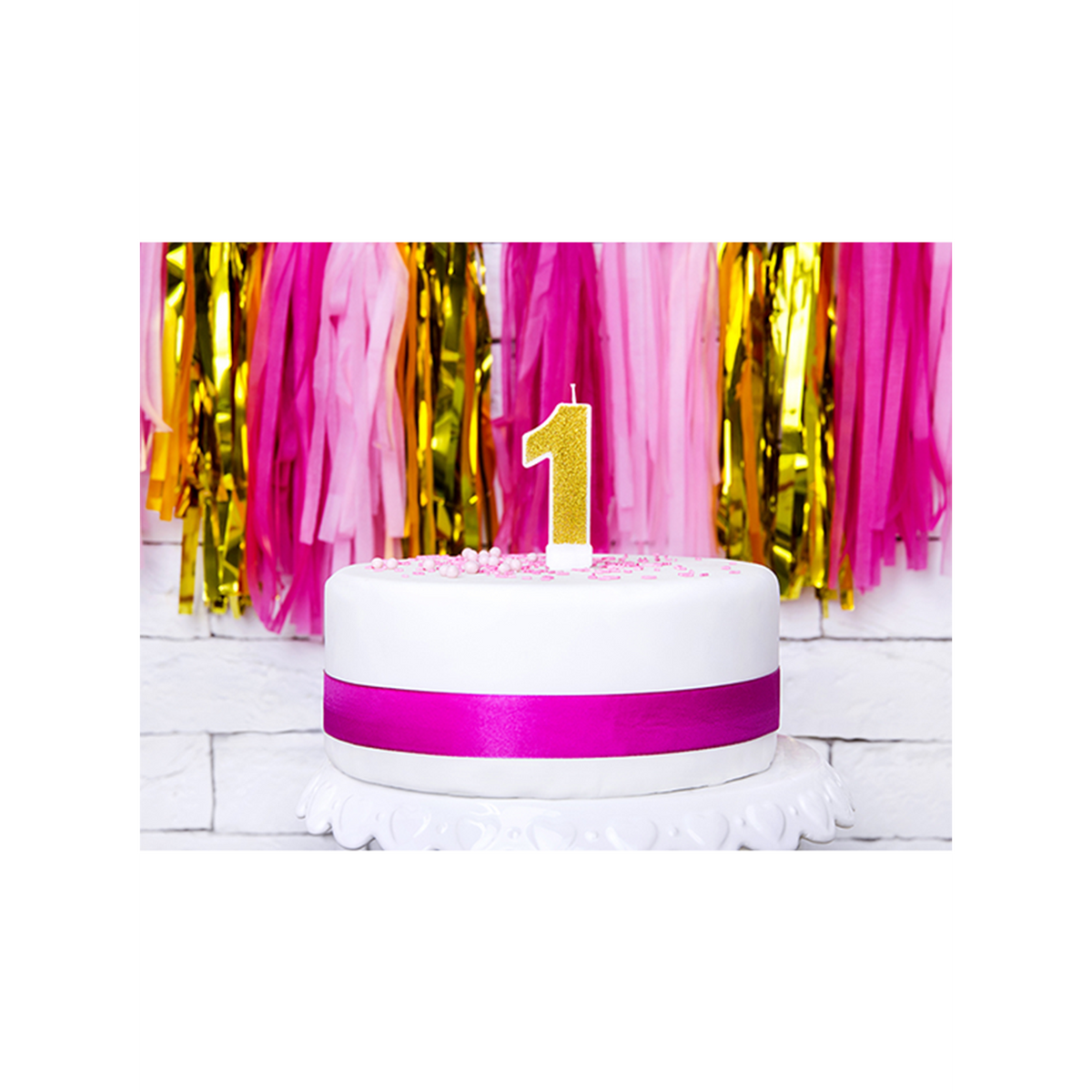 1 bougie d'anniversaire - Chiffre 1 - Doré