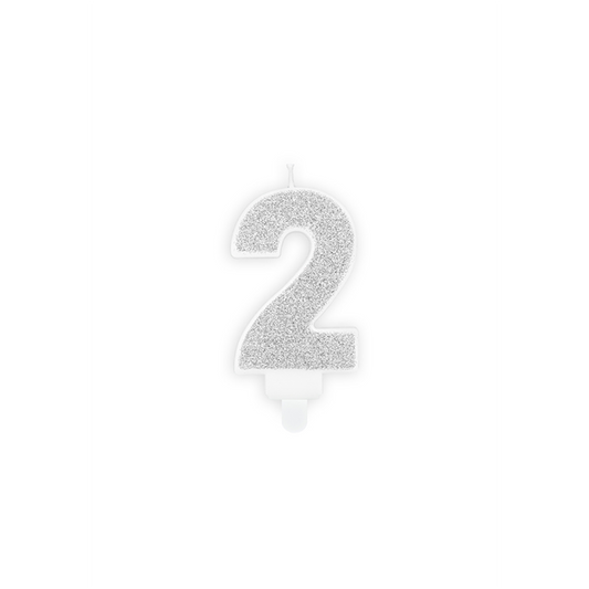 1 bougie chiffre 2 - argent