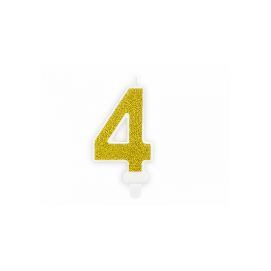 1 bougie d'anniversaire - Chiffre 4 - Doré