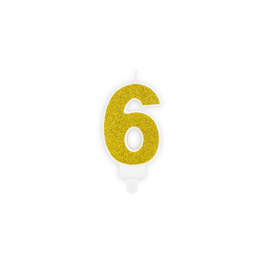 1 bougie d'anniversaire - Chiffre 6 - Or