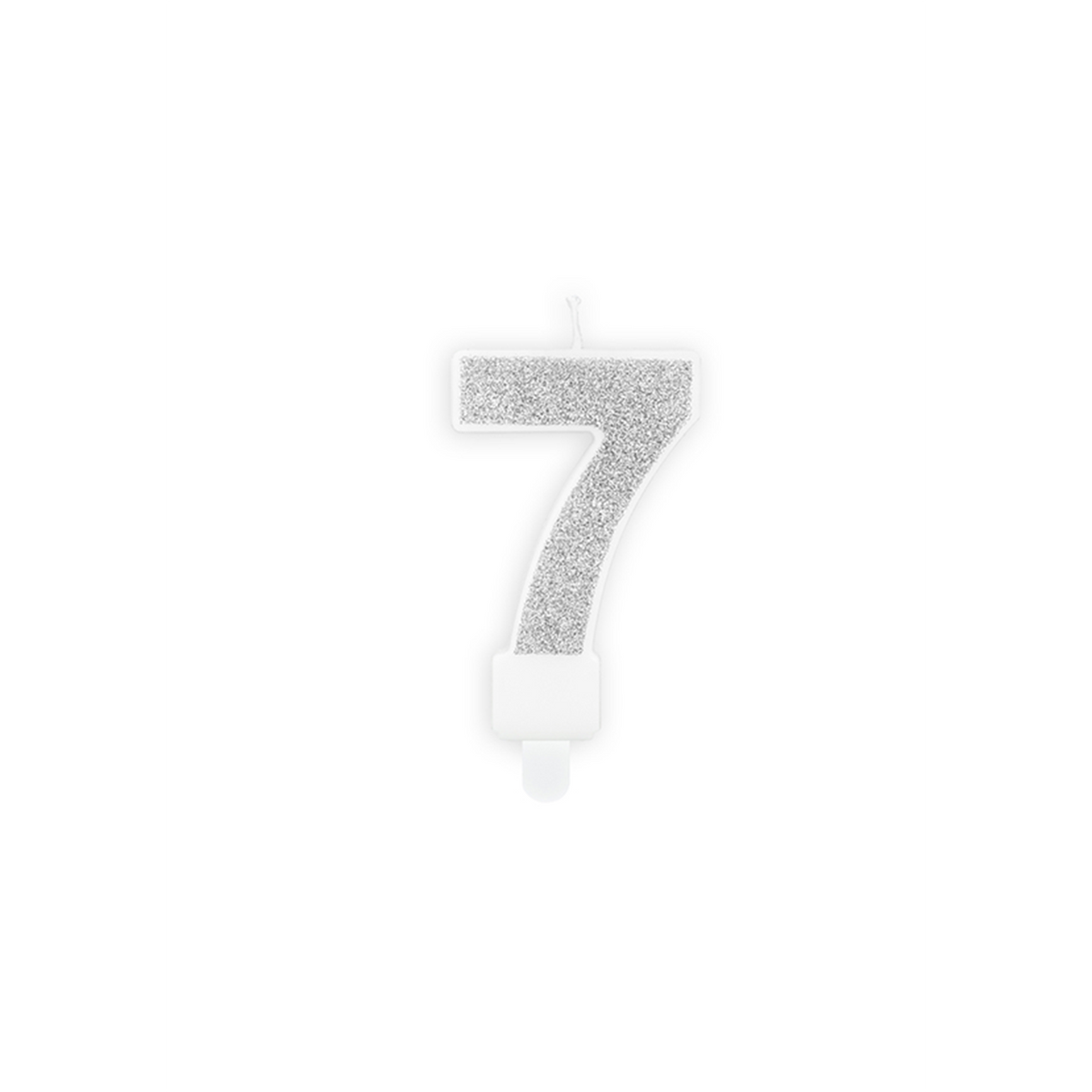 1 bougie d'anniversaire - Chiffre 7 - Argent