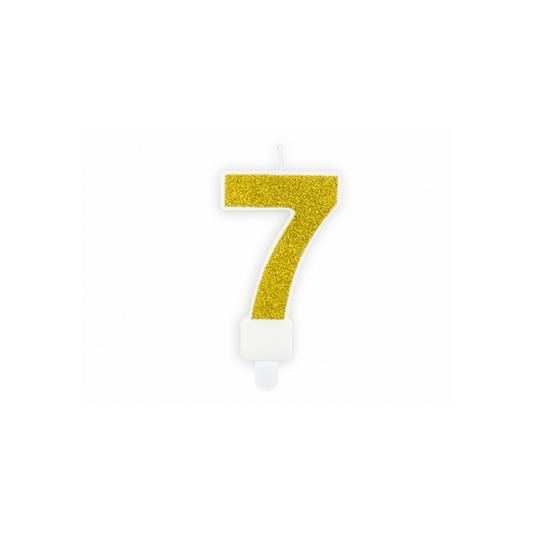 1 bougie d'anniversaire - Chiffre 7 - Dorée