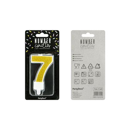 1 taartkaars - Cijfer 7 - Goud