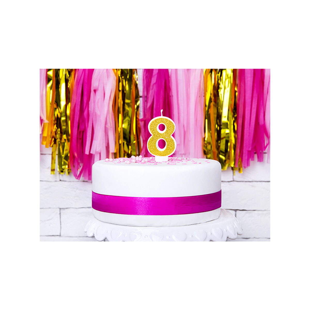 1 bougie d'anniversaire - Chiffre 8 - Or