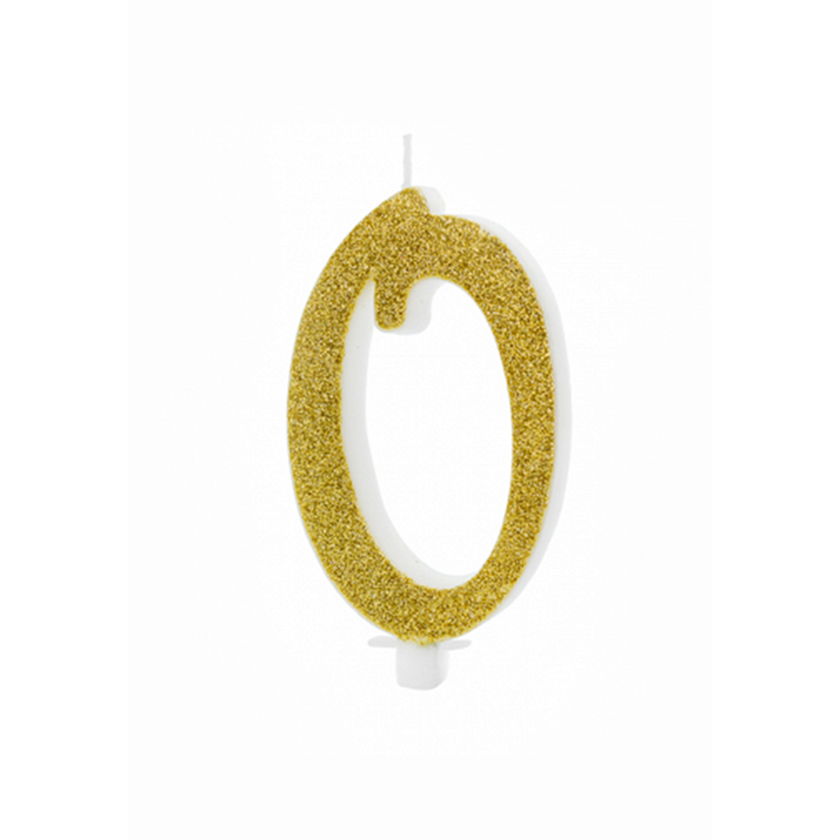 1 Bougie d'anniversaire XL - Chiffre 0 - Or Pailleté