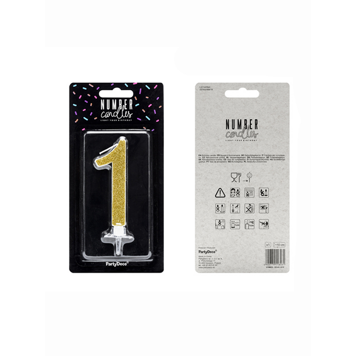 1 Taartkaars XL - Cijfer 1 - Goud Glitter