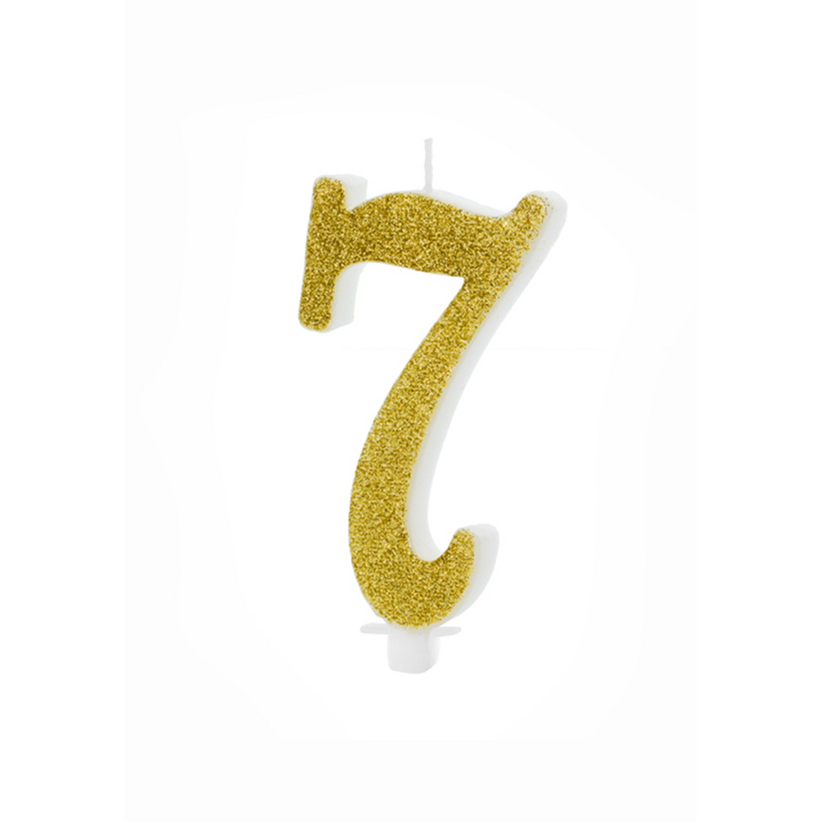 1 bougie d'anniversaire XL - chiffre 7 - paillettes dorées