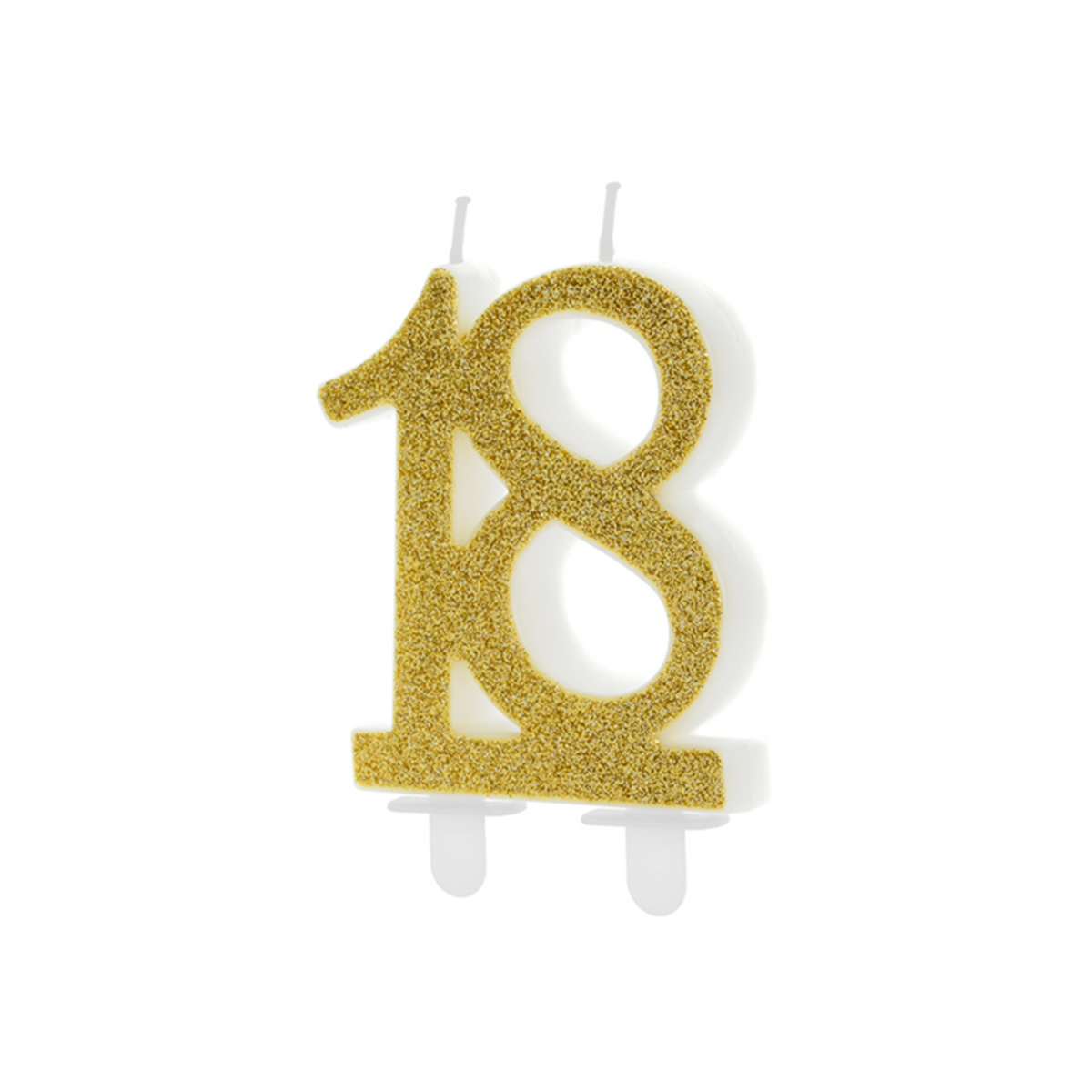 1 bougie de gâteau XL - Chiffre 18 - Or Pailleté