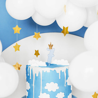1 bougie d'anniversaire - Chiffre 7 - Bleu clair avec couronne