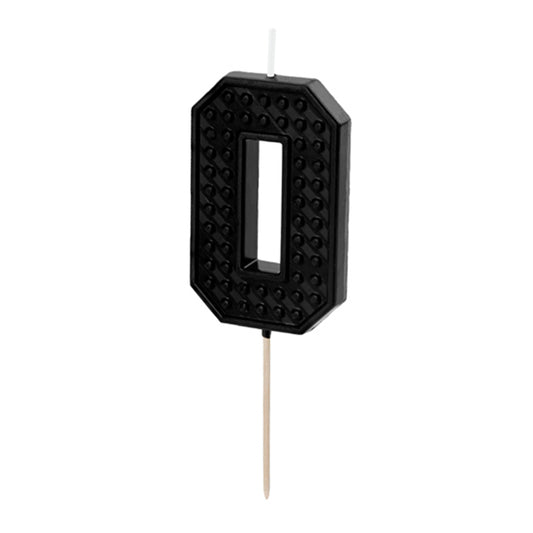 1 bougie d'anniversaire - Chiffre 0 - noir