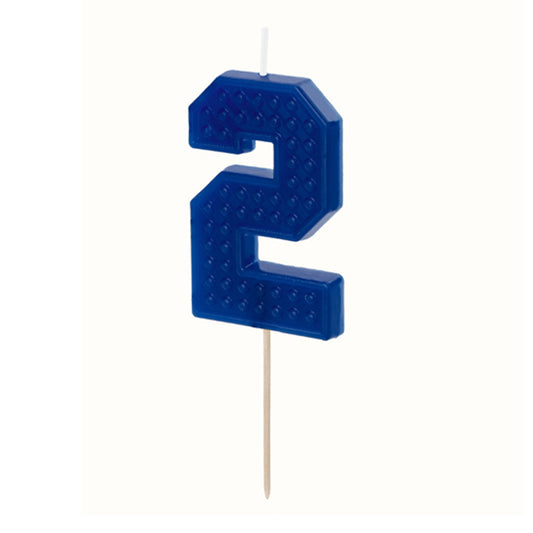 1 bougie d'anniversaire - Chiffre 2 - bleue