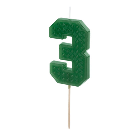 1 bougie d'anniversaire chiffre 3 - verte