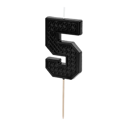 1 taartkaars - cijfer 5 - zwart