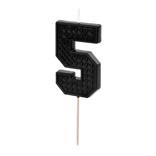 1 bougie d'anniversaire - Chiffre 5 - noir
