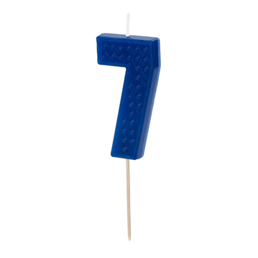 1 Bougie d'anniversaire - Chiffre 7 - bleu