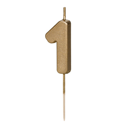 1 bougie d'anniversaire - Chiffre 1 - Dorée
