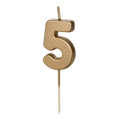 1 Taartkaars - Cijfer 5 - Goud