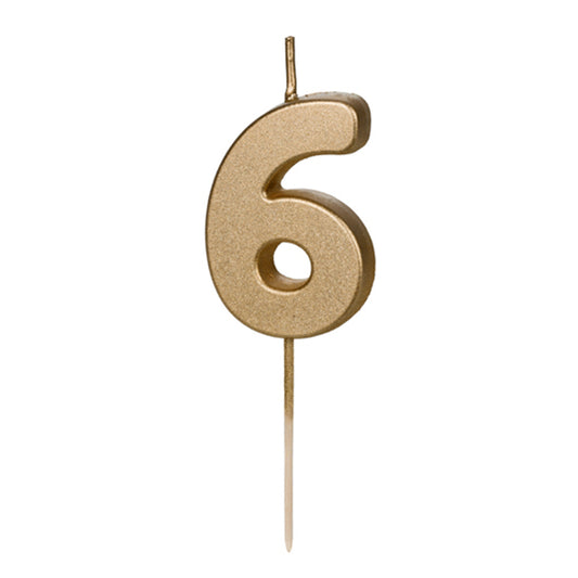 1 Taartkaars - Cijfer 6 - Goud