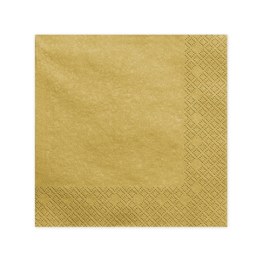 20 Serviettes tendance - 33cm - Or métallisé