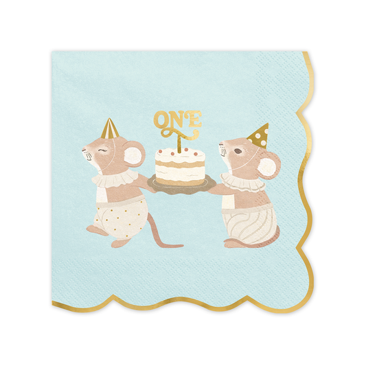 12 serviettes - ONE - Souris - Bleu