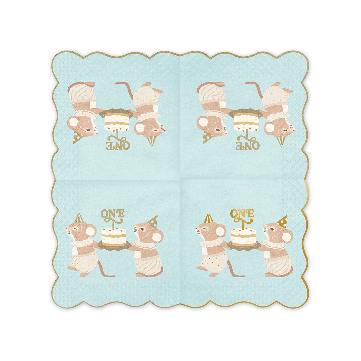 12 serviettes - ONE - Souris - Bleu