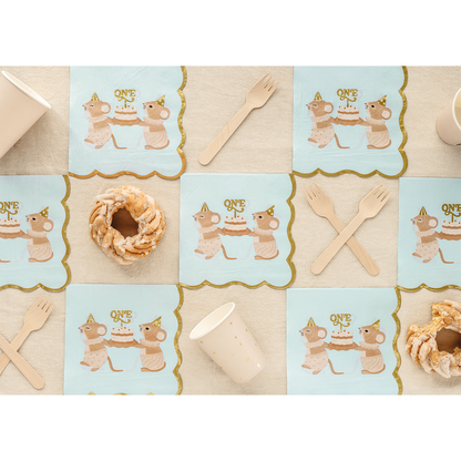 12 serviettes - ONE - Souris - Bleu