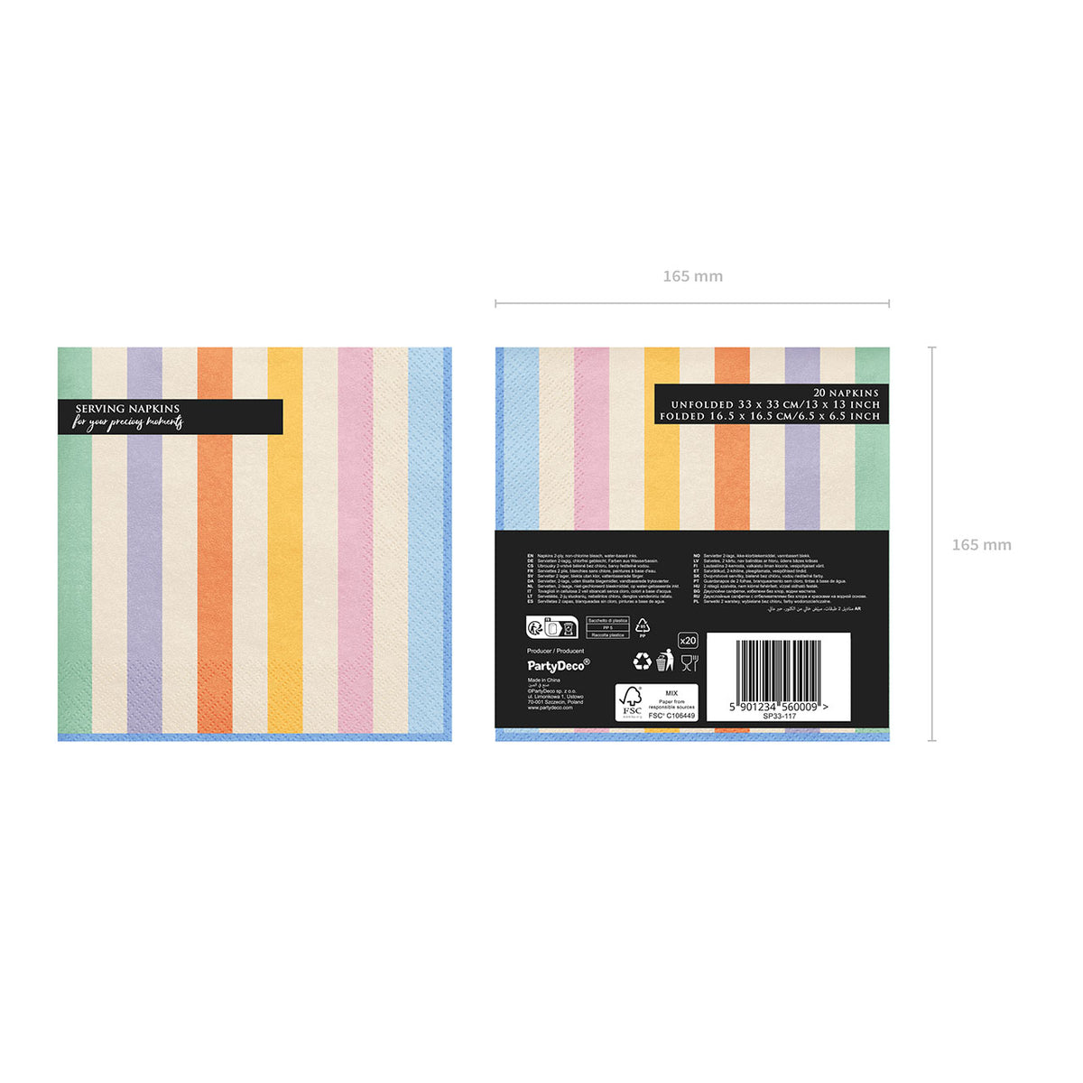 20 serviettes - rayures