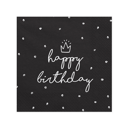 20 Servetten Trend - 33cm - Happy Birthday Black