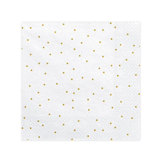 20 serviettes de table tendance - 33cm - Blanc à pois