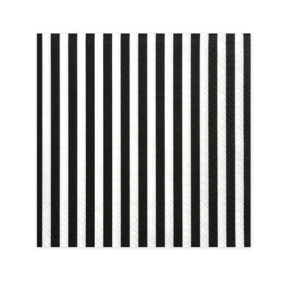 20 serviettes - rayées - noires - Ø 33cm