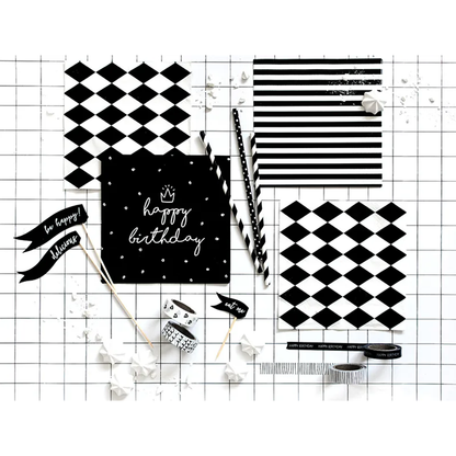 20 serviettes - rayées - noires - Ø 33cm