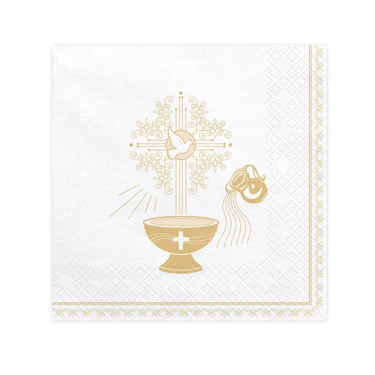 20 serviettes – Baptême – or – Ø 33 cm