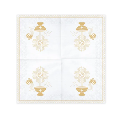 20 serviettes – Baptême – or – Ø 33 cm