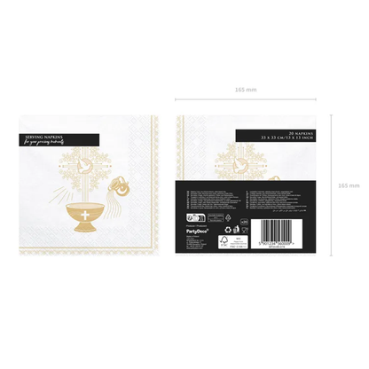 20 serviettes – Baptême – or – Ø 33 cm