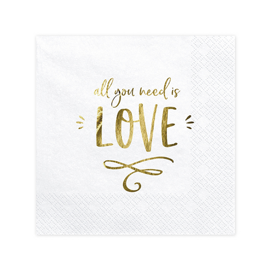 20 serviettes tendance - 33cm - All you need is love