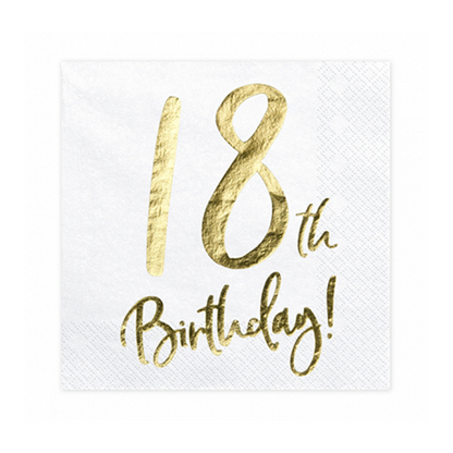 20 Serviettes Tendance - 33cm - 18ème Anniversaire