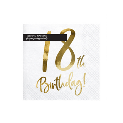 20 Serviettes Tendance - 33cm - 18ème Anniversaire