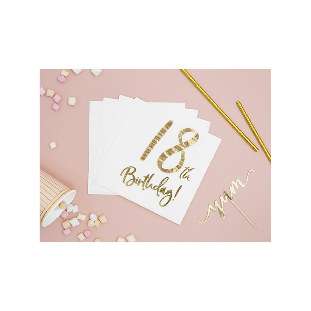 20 Serviettes Tendance - 33cm - 18ème Anniversaire