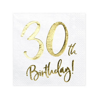 20 serviettes de table tendance - 33 cm - 30e anniversaire
