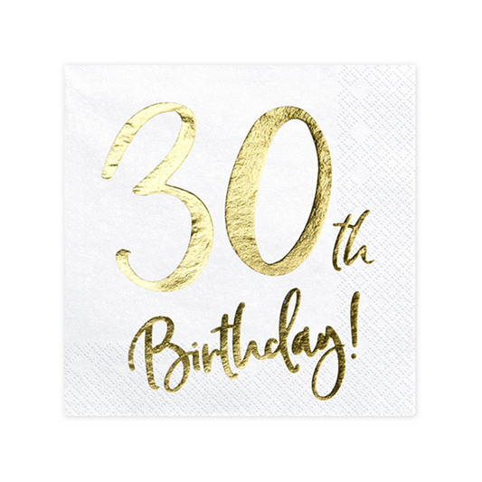 20 serviettes de table tendance - 33 cm - 30e anniversaire